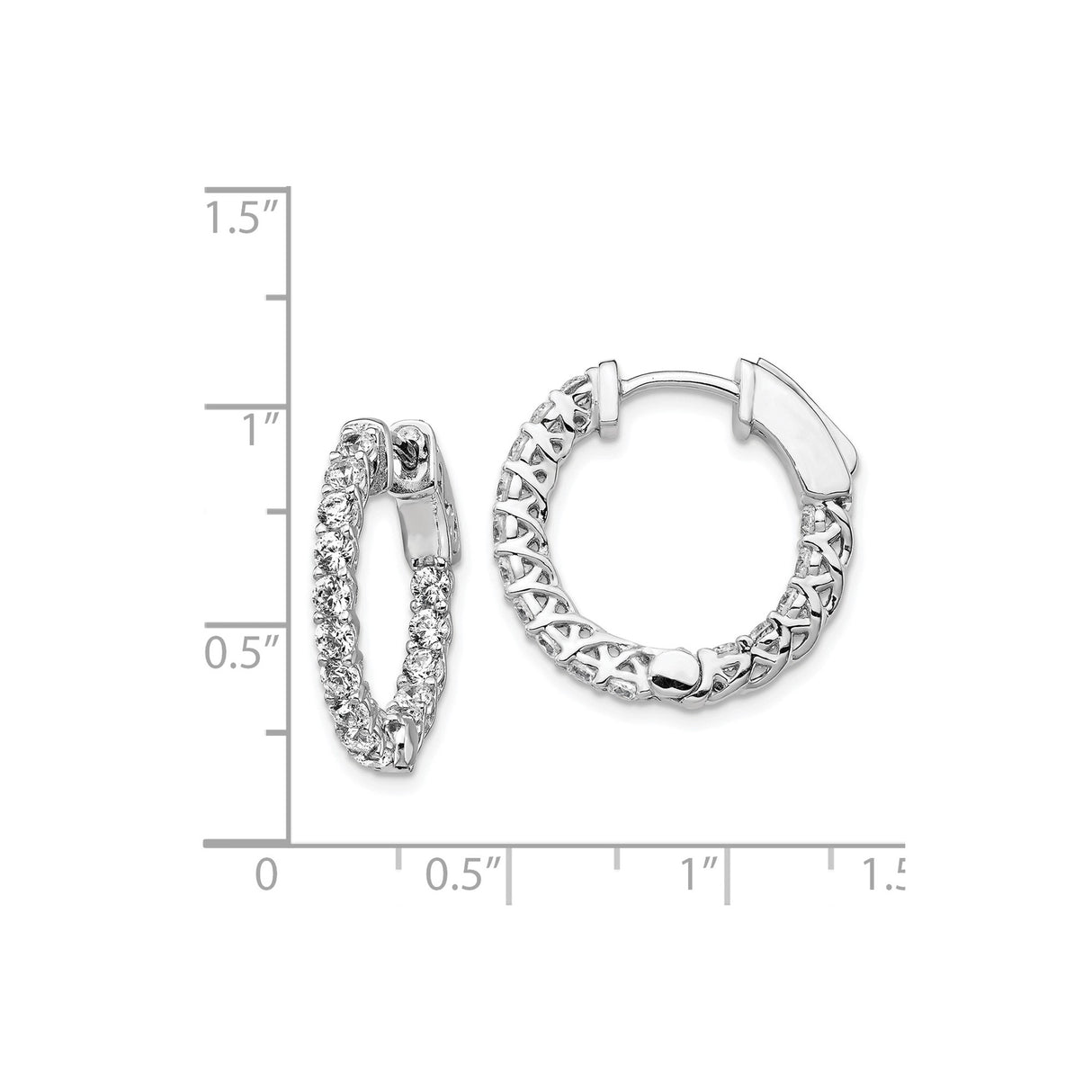 Sterling Silver Hoop Earrings with Cubic Zirconia, Braided Lattice Design, Polished Finish