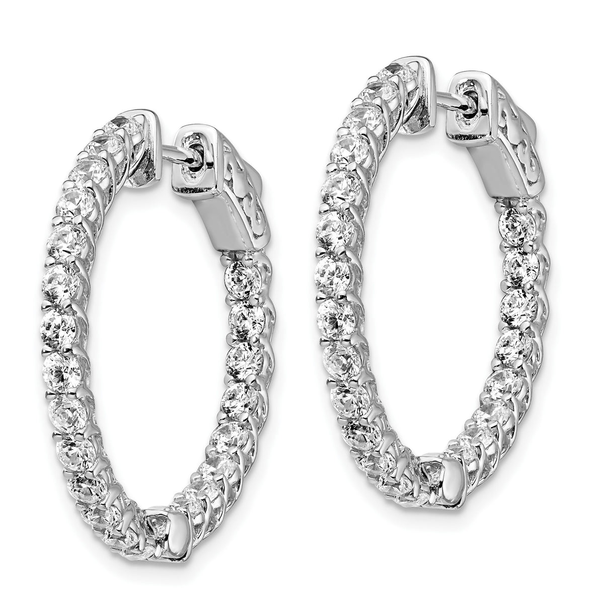 Sterling Silver Hoop Earrings with Cubic Zirconia, Braided X Pattern Design, Lightweight and Modern