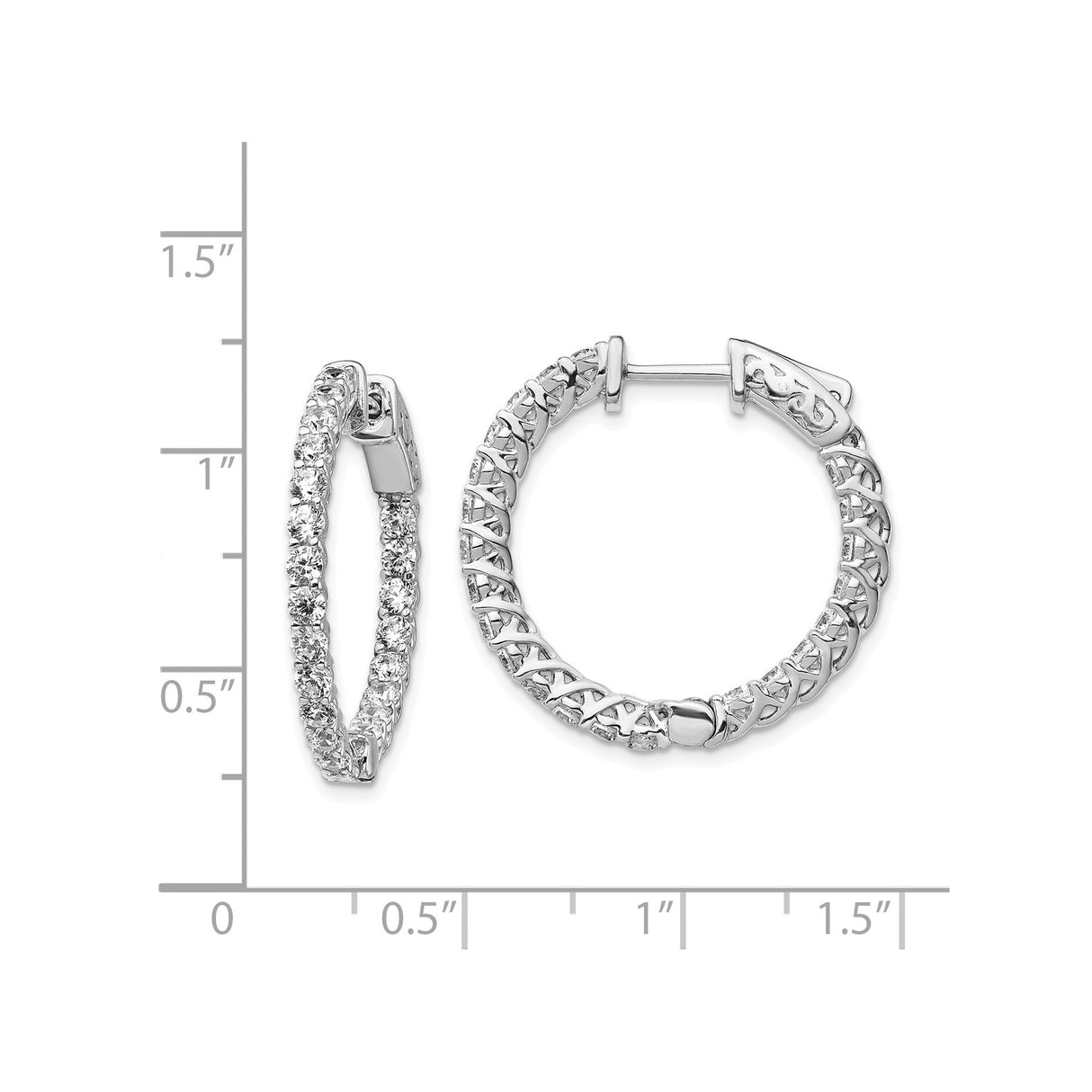 Sterling Silver Hoop Earrings with Cubic Zirconia, Braided X Pattern Design, Lightweight and Modern