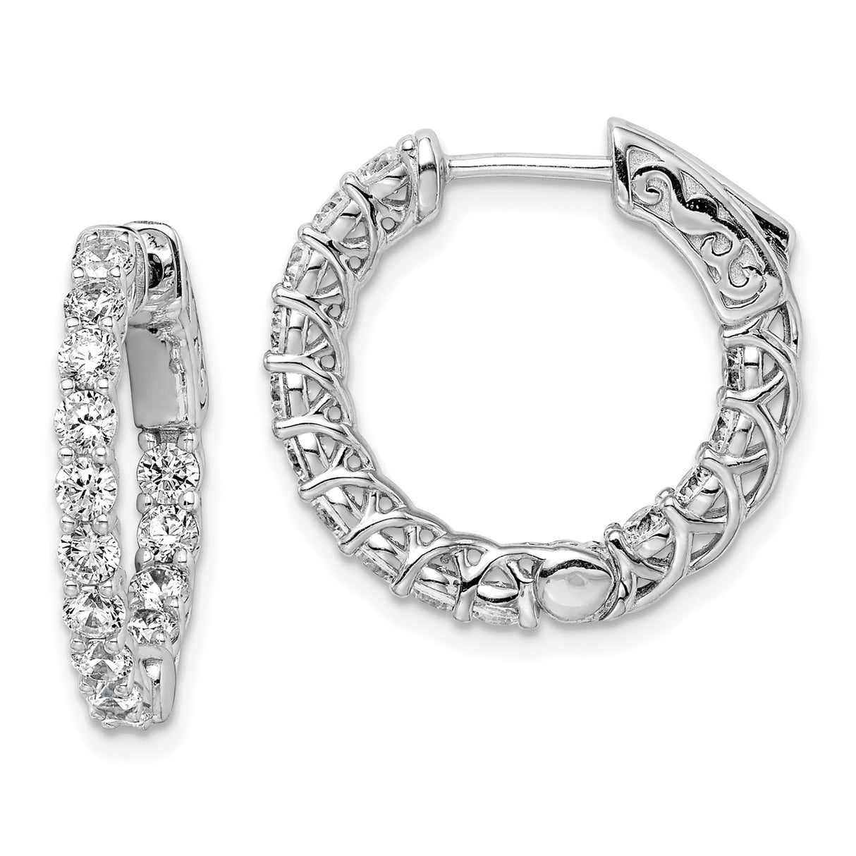 Sterling Silver Hoop Earrings with Cubic Zirconia and Celtic Knot Design for Women