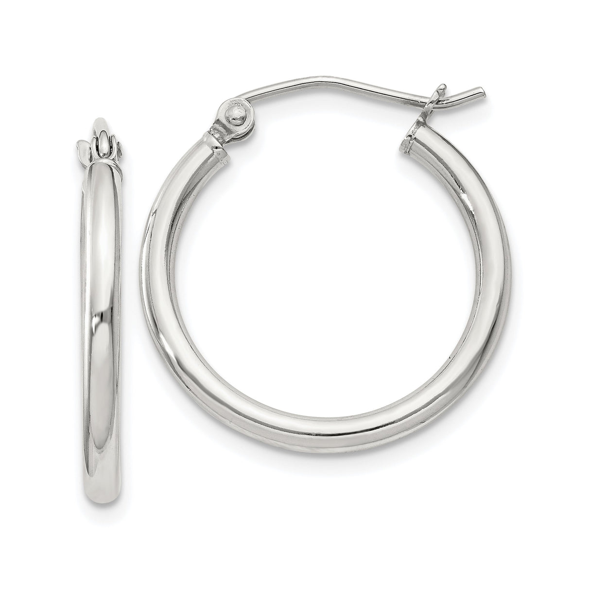 Sterling Silver Hoop Earrings, Lightweight Round Design with Snap Closure, Minimalist Style for Women