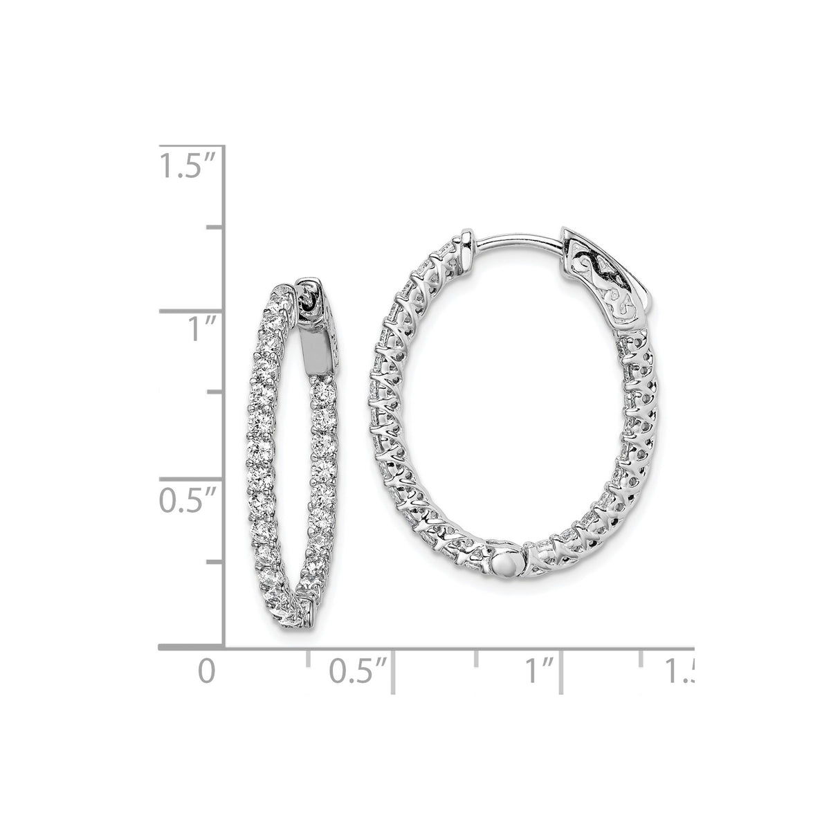 Sterling Silver Hoop Earrings with Cubic Zirconia and Crisscross Filigree Back Design