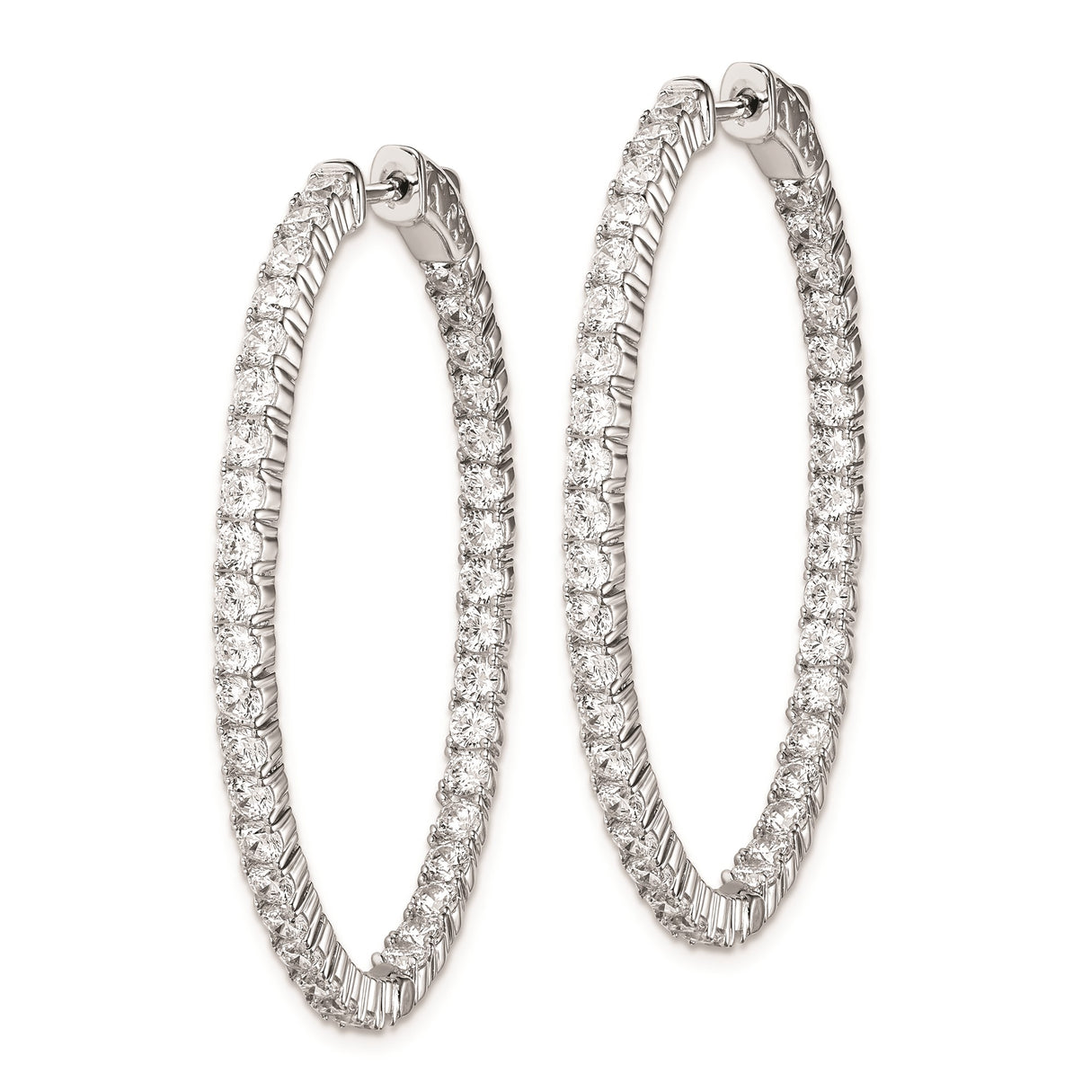 Sterling Silver Hoop Earrings with Round Cut Cubic Zirconia, Full Circle Prong Set