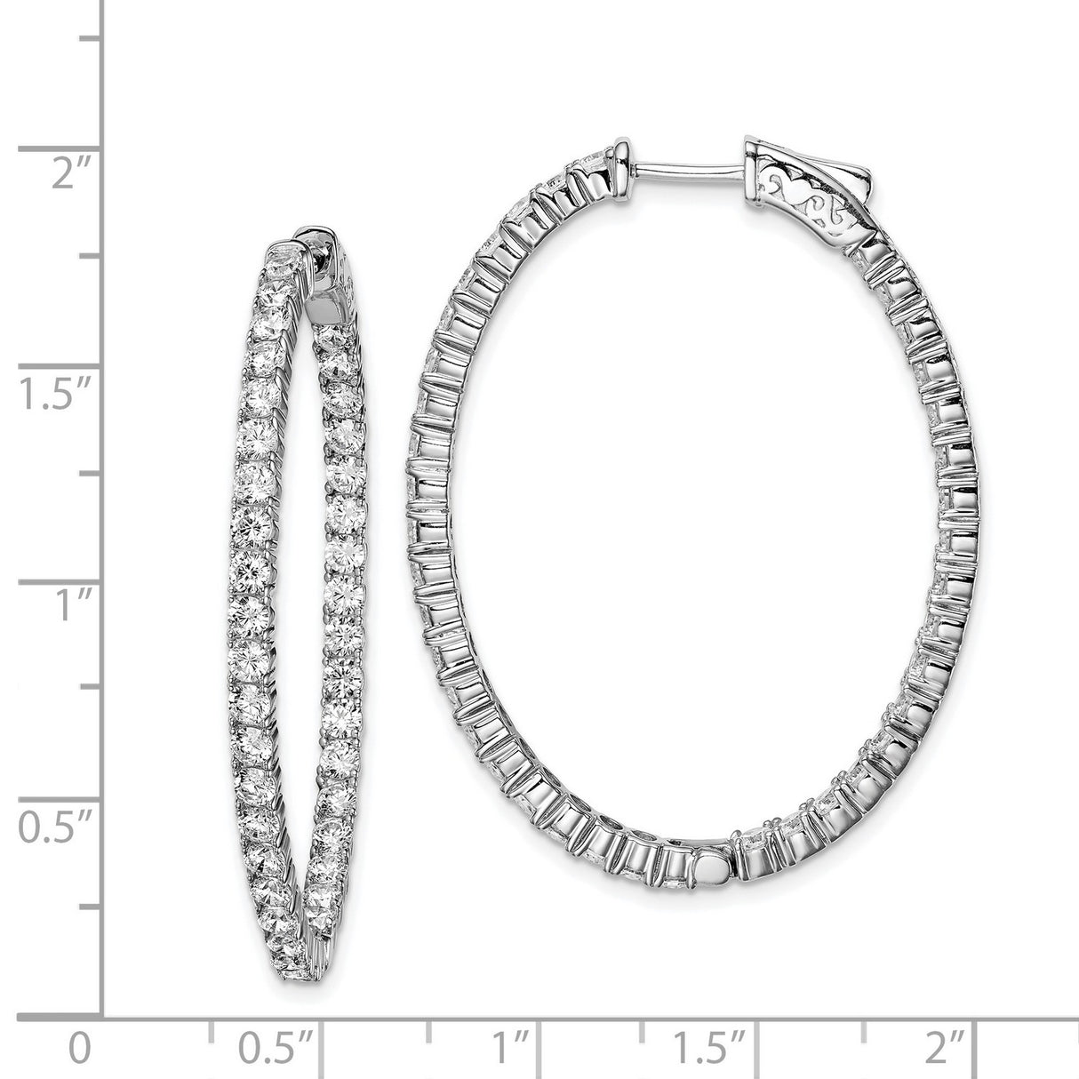 Sterling Silver Hoop Earrings with Round Cut Cubic Zirconia, Full Circle Prong Set