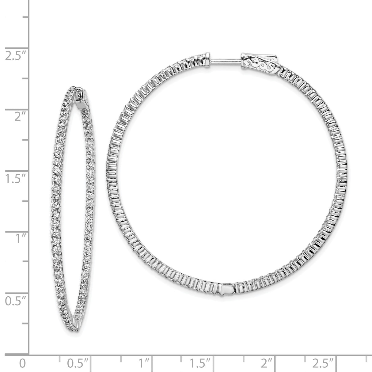Sterling Silver Hoop Earrings with Cubic Zirconia and Textured Design