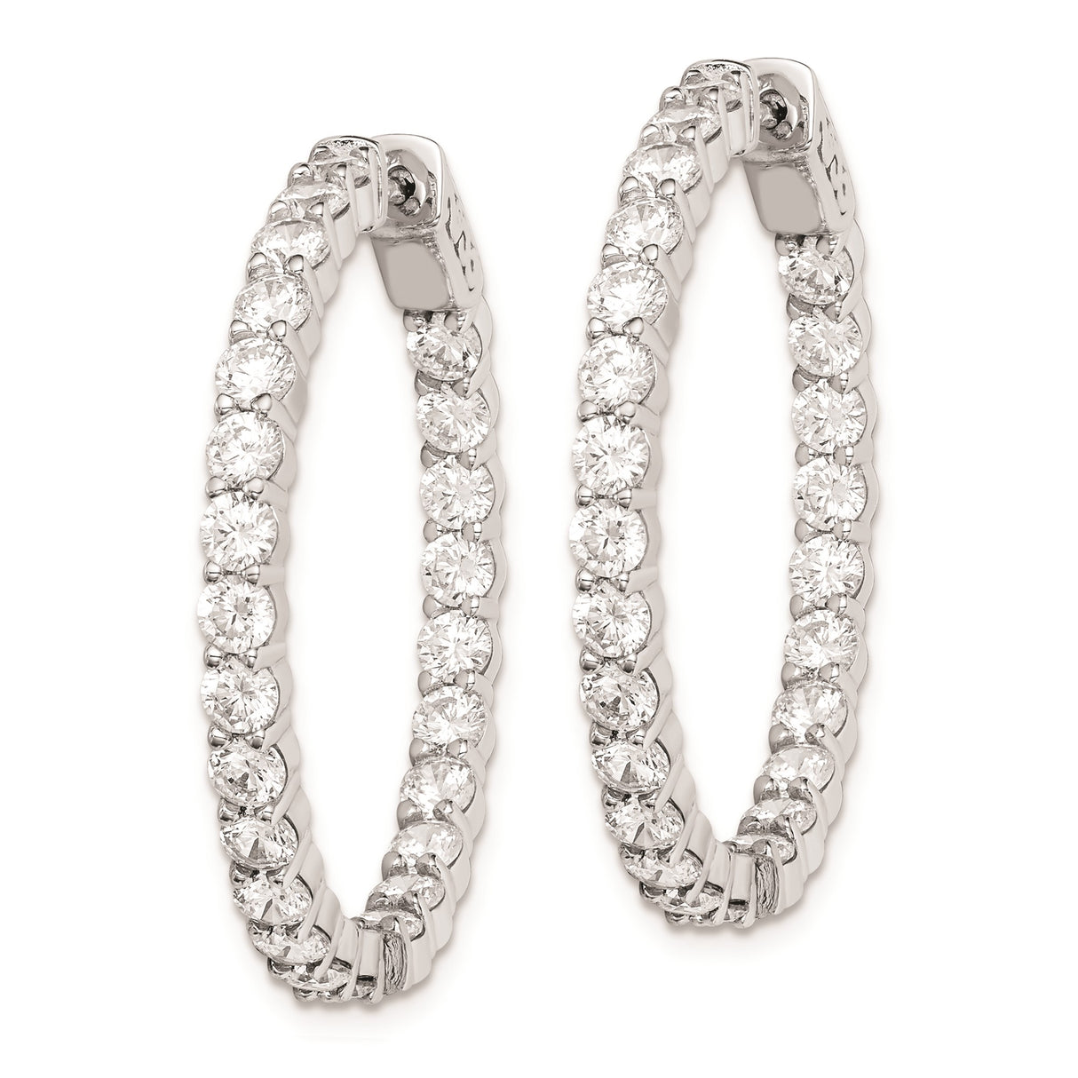Sterling Silver Hoop Earrings with Cubic Zirconia, Inside Out Prong Set Design