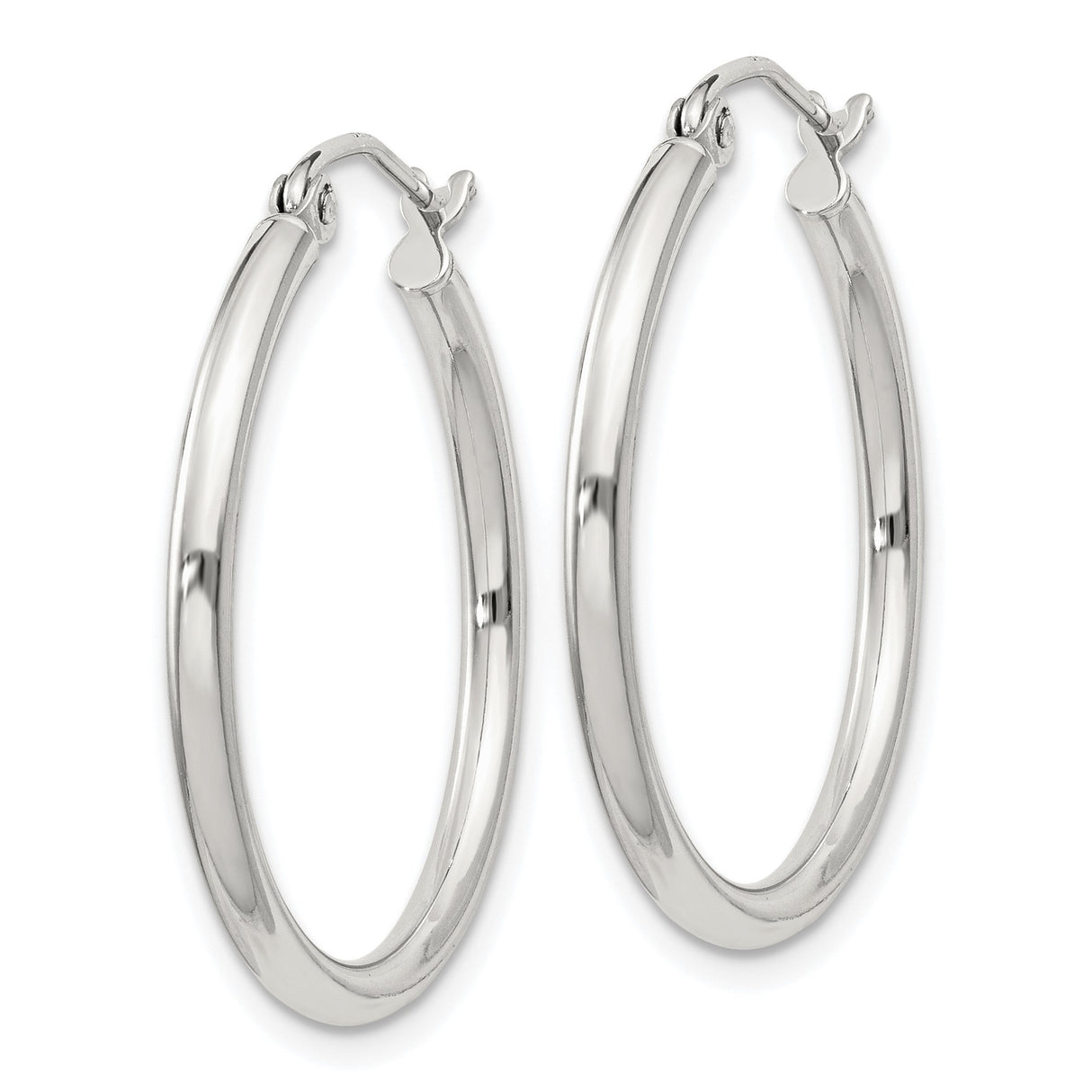 Sterling Silver Hoop Earrings, Classic Polished Round Design with Latch Back Closure