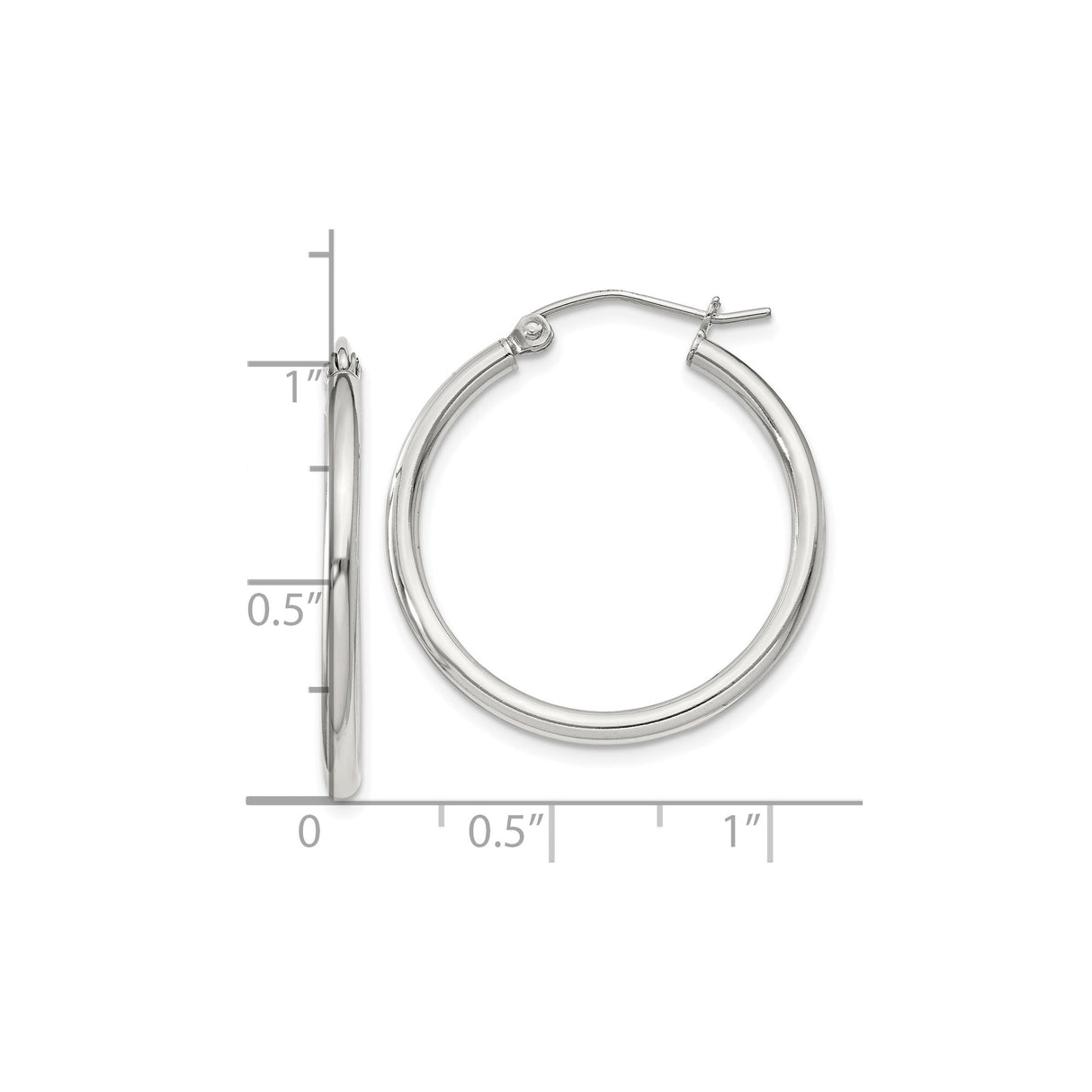 Sterling Silver Hoop Earrings, Classic Polished Round Design with Latch Back Closure