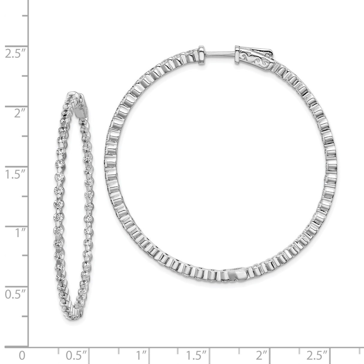 Sterling Silver Hoop Earrings with Baguette and Round Cubic Zirconia, Modern Huggie Design