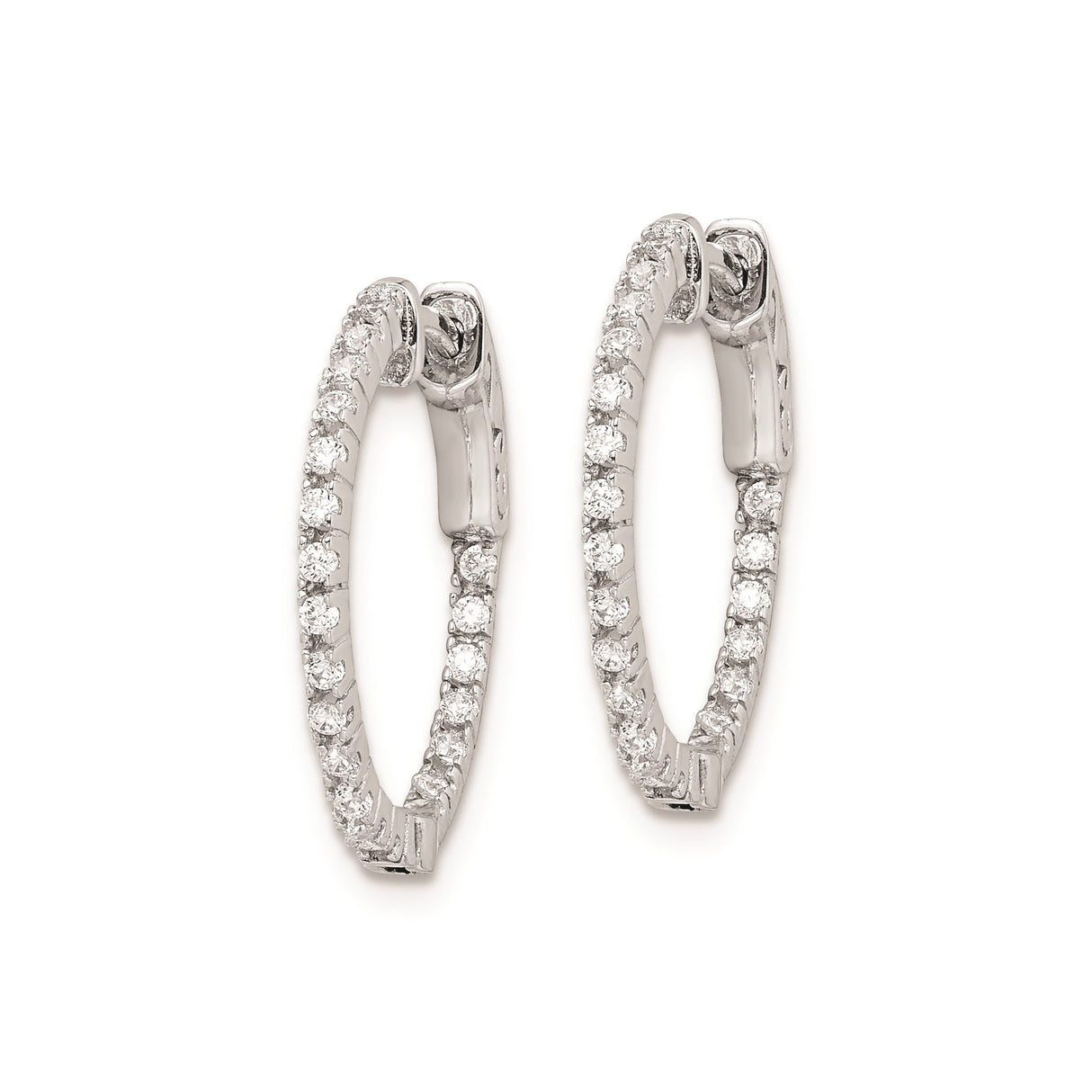 Sterling Silver Hoop Earrings with Cubic Zirconia Accents and Scroll Detail for Women