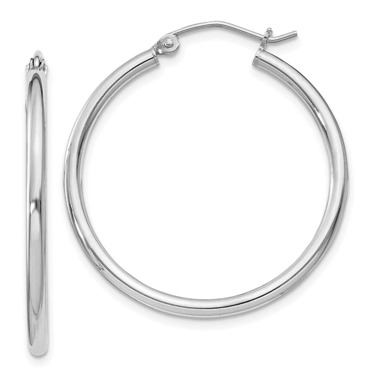 Sterling Silver Hoop Earrings, Classic Polished Round Design, Lightweight Minimalist Style