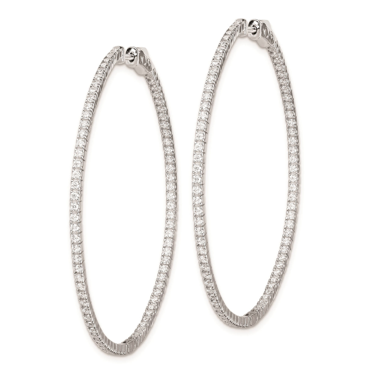 Sterling Silver Hoop Earrings with Cubic Zirconia Accents, Lightweight Modern Minimalist Style