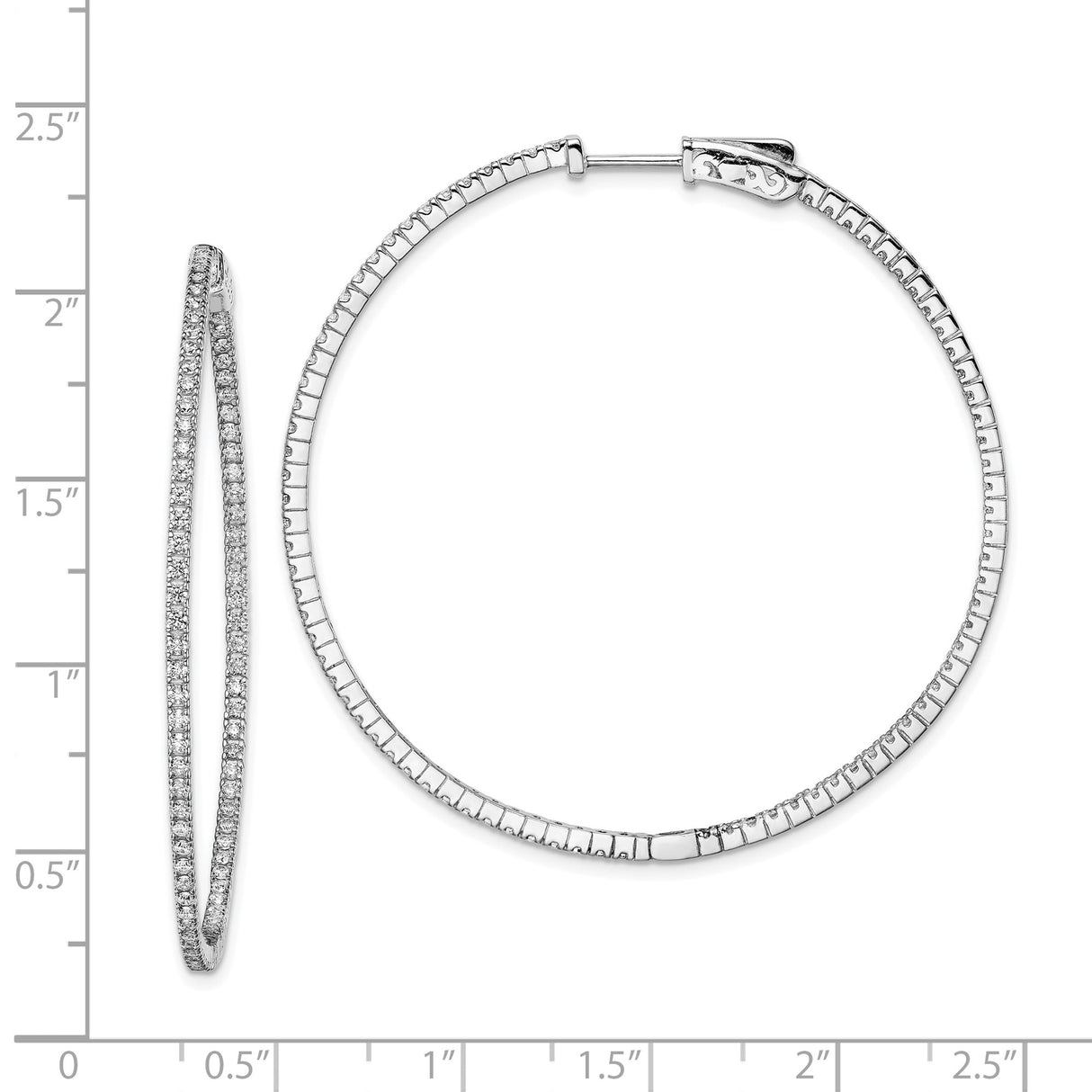 Sterling Silver Hoop Earrings with Cubic Zirconia Accents, Lightweight Modern Minimalist Style