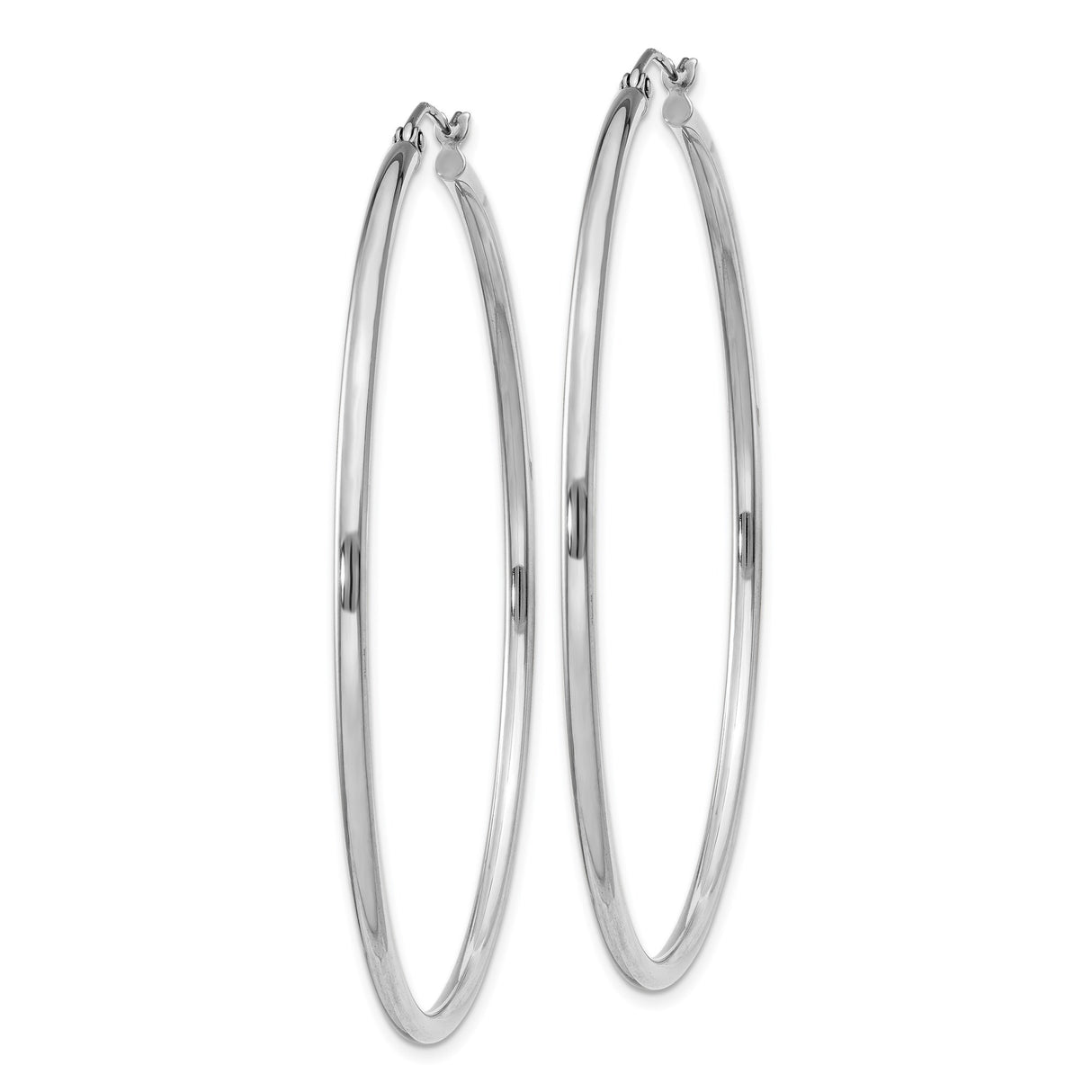 Sterling Silver Hoop Earrings, Thin Large Round Design, High Polish Finish, Minimalist Style for Women