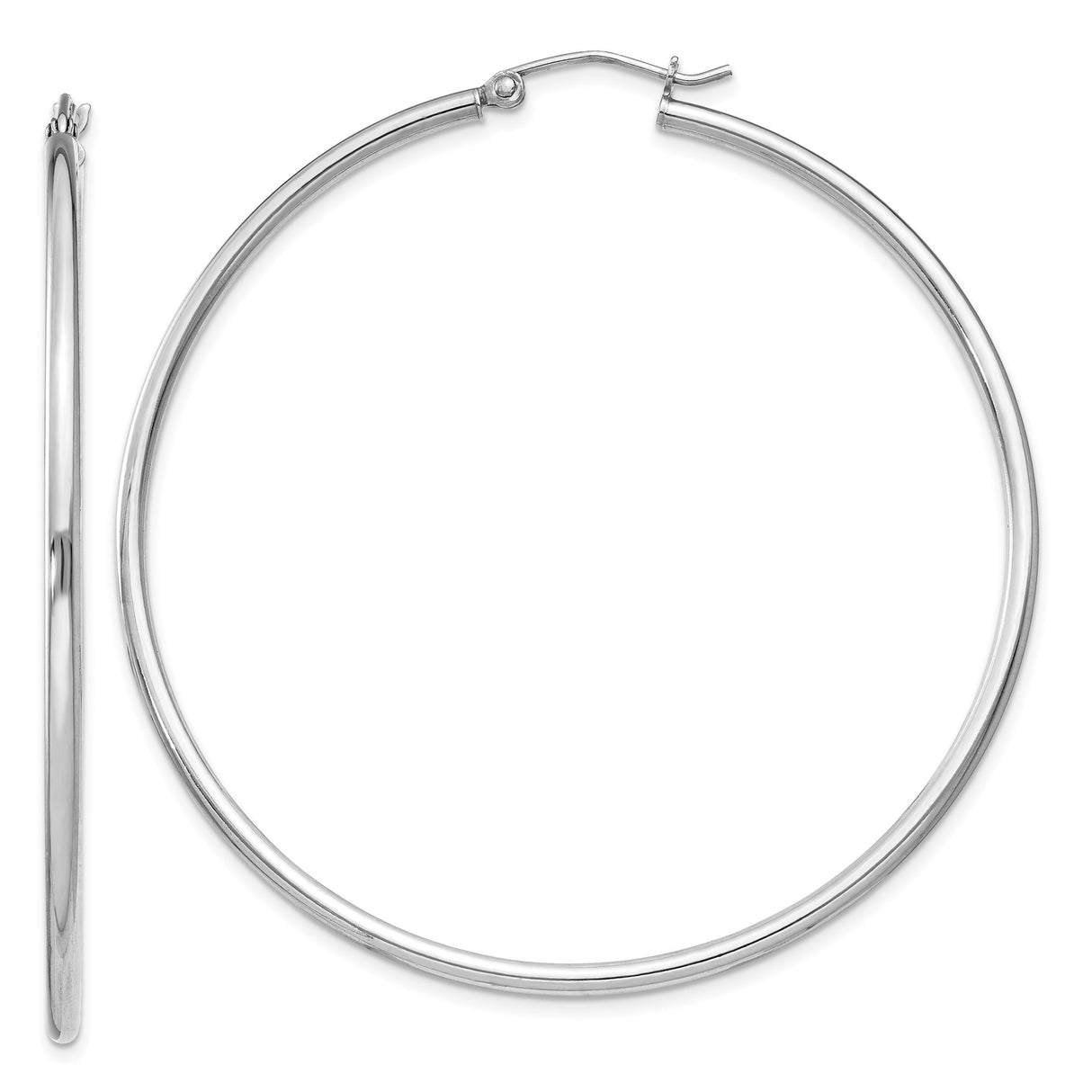 Sterling Silver Hoop Earrings, Thin Large Round Design, High Polish Finish, Minimalist Style for Women