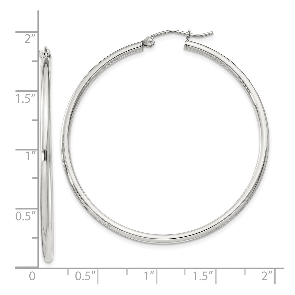Sterling Silver Hoop Earrings, Large Round Polished Minimalist Style for Women