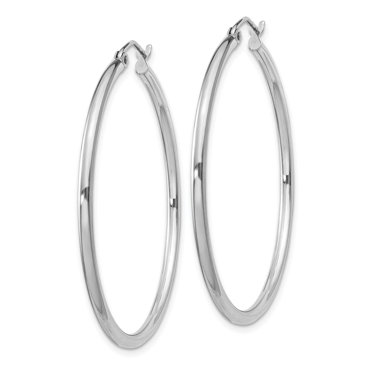 Sterling Silver Hoop Earrings, Medium Round Tube with Polished Finish, Lightweight Minimalist Design
