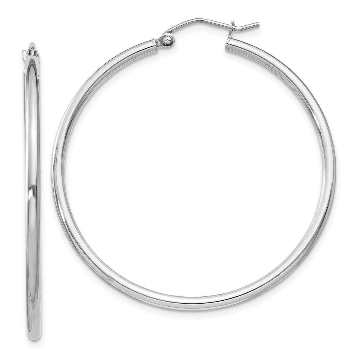 Sterling Silver Hoop Earrings, Medium Round Tube with Polished Finish, Lightweight Minimalist Design