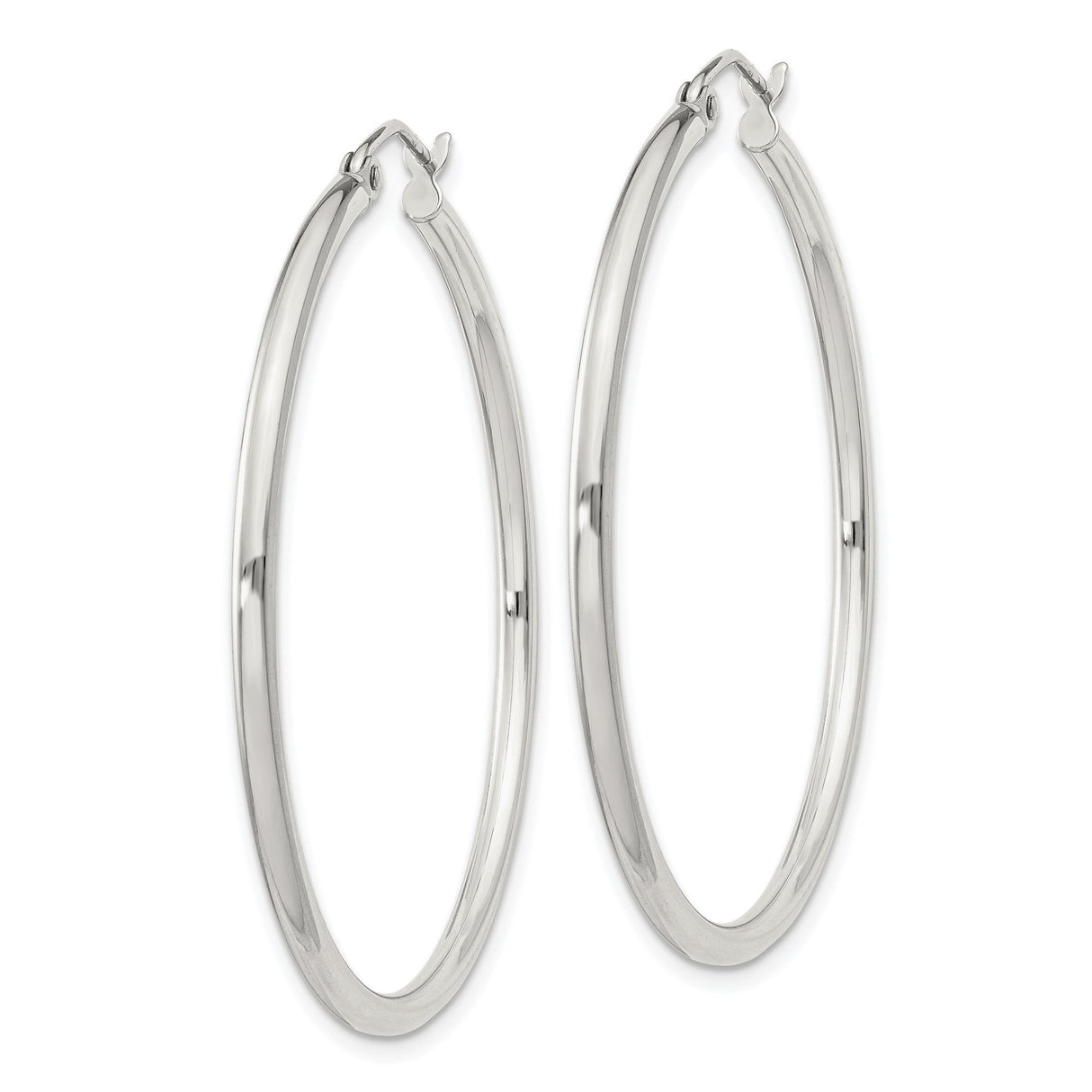 Sterling Silver Hoop Earrings, Classic Round Polished Design, Lightweight Minimalist Style