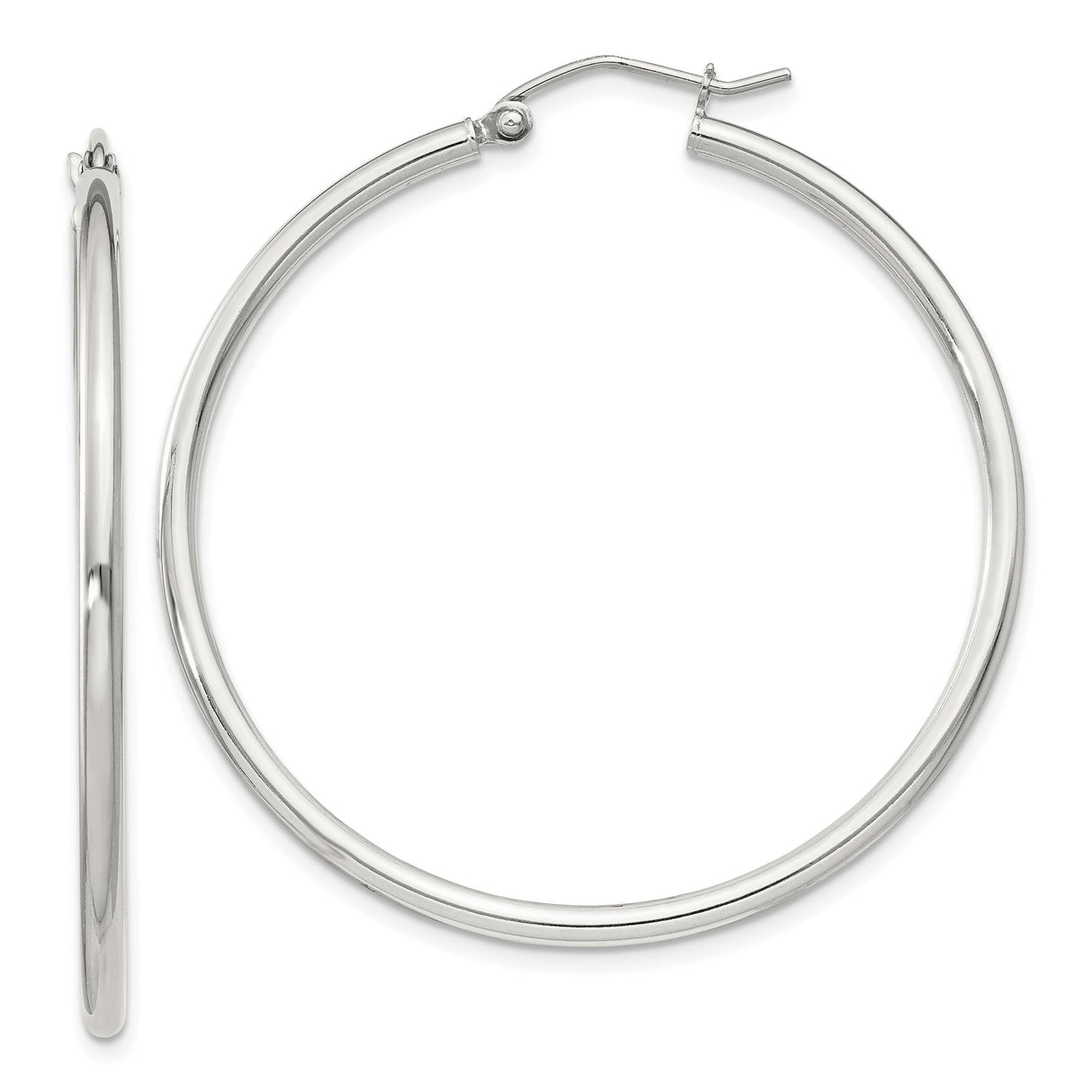 Sterling Silver Hoop Earrings, Classic Round Polished Design, Lightweight Minimalist Style
