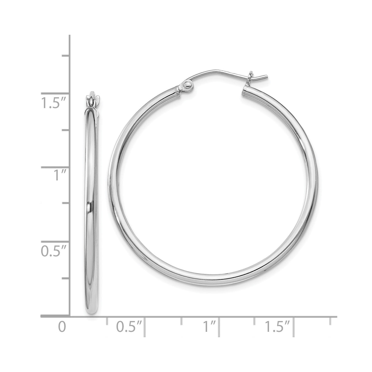 Sterling Silver Hoop Earrings, Large Round Tube with Polished Finish, Minimalist Classic Style