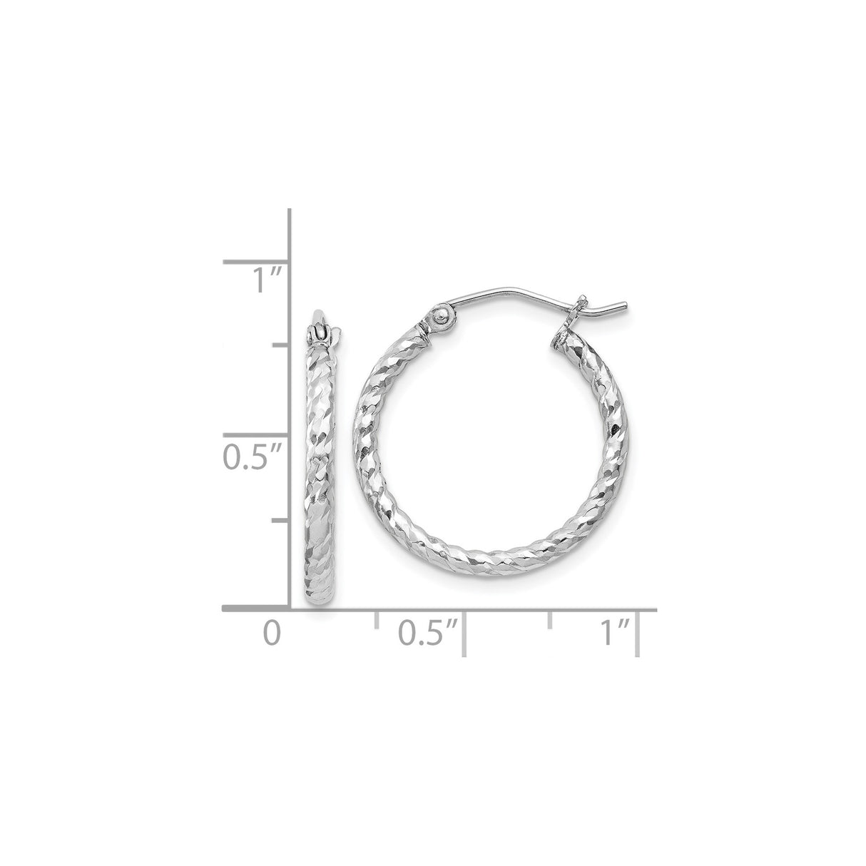 Sterling Silver Twisted Hoop Earrings with Textured Diamond Cut Design for Women