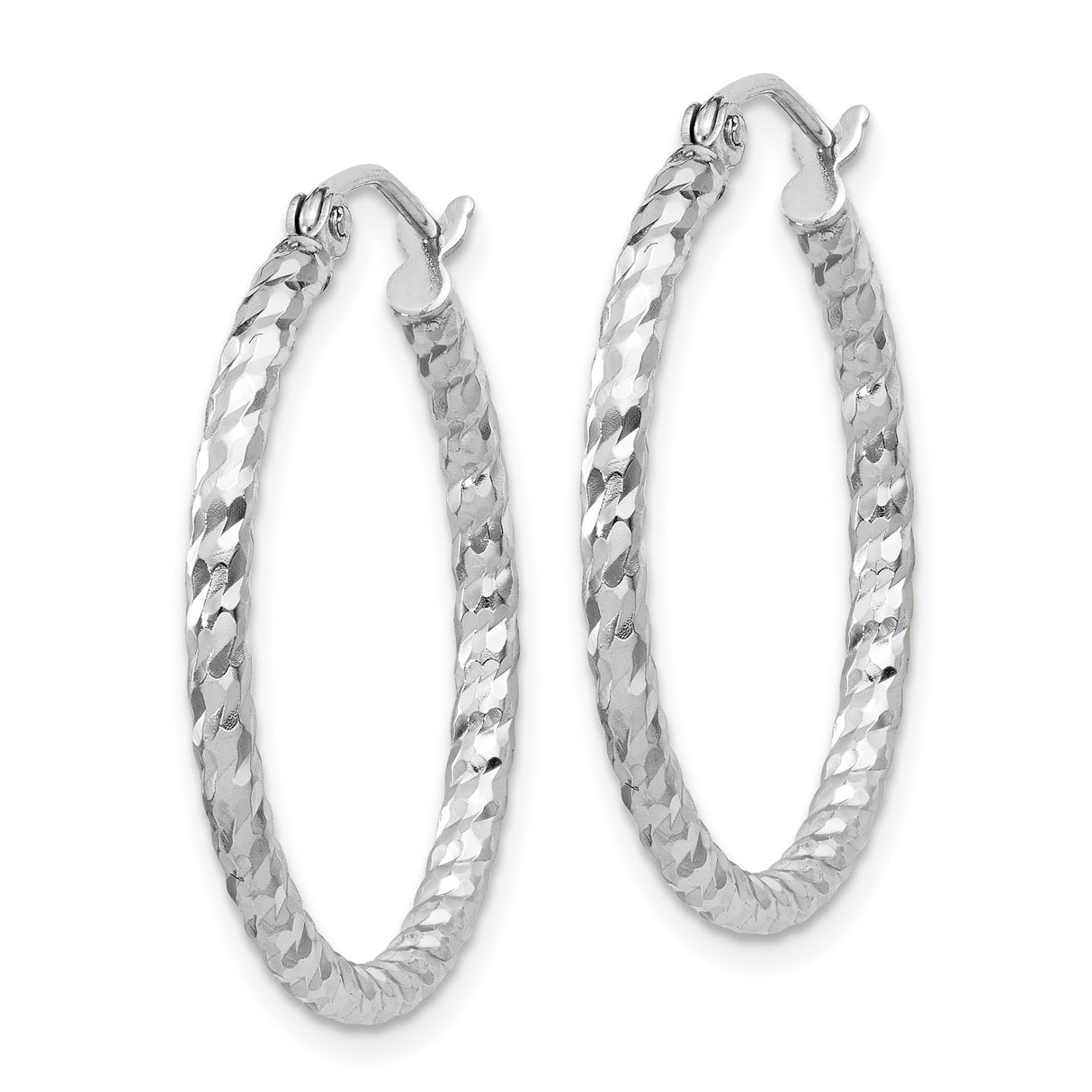 Sterling Silver Braided Hoop Earrings with Diamond Cut Textured Twist and Latch Back Closure