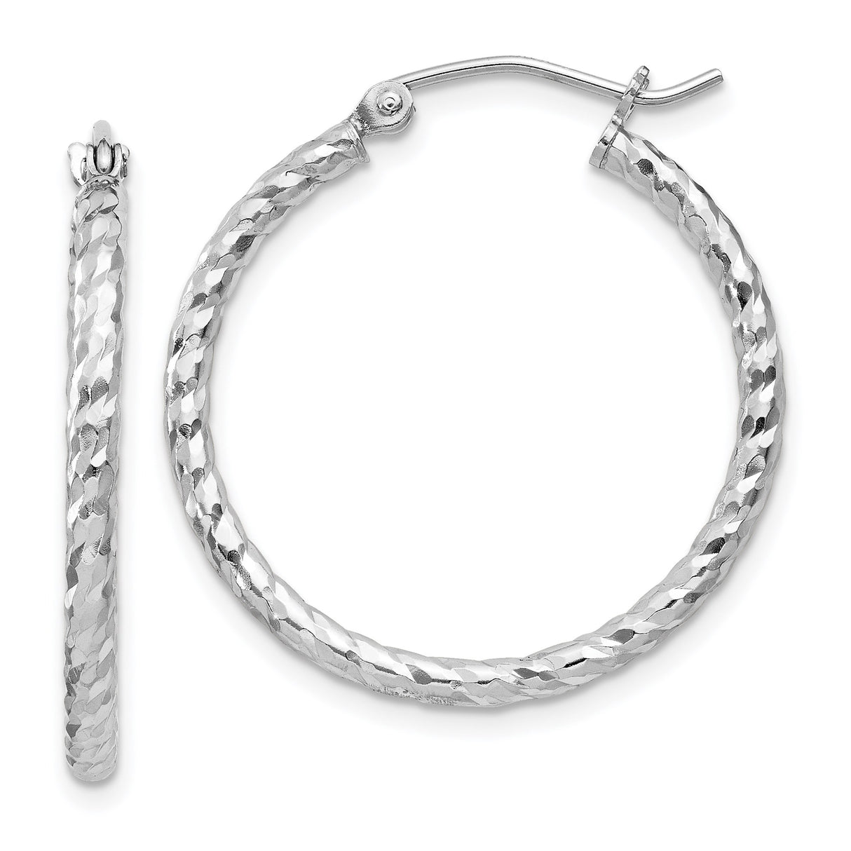 Sterling Silver Braided Hoop Earrings with Diamond Cut Textured Twist and Latch Back Closure