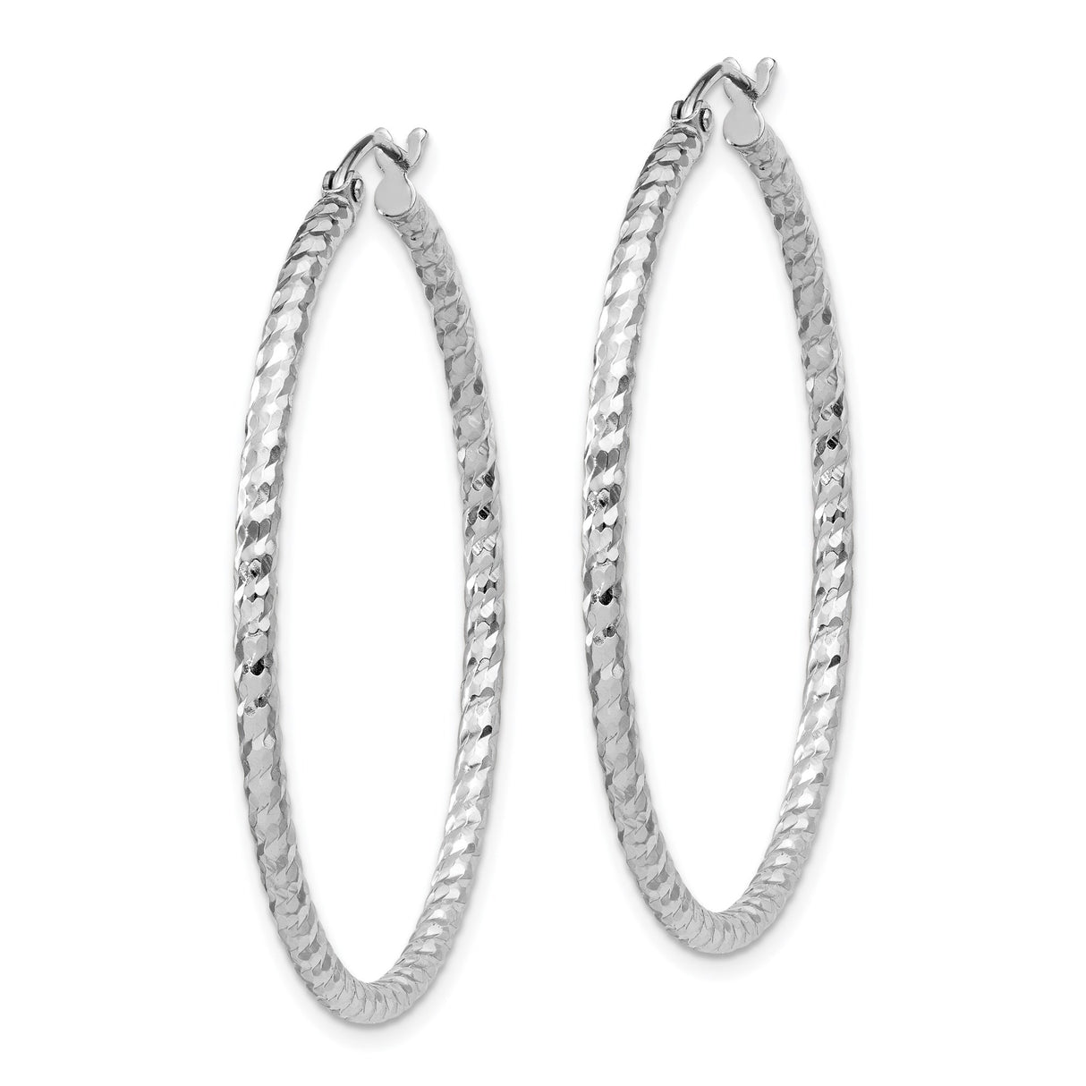 Sterling Silver Twisted Hoop Earrings with Diamond Cut Faceted Texture for Women
