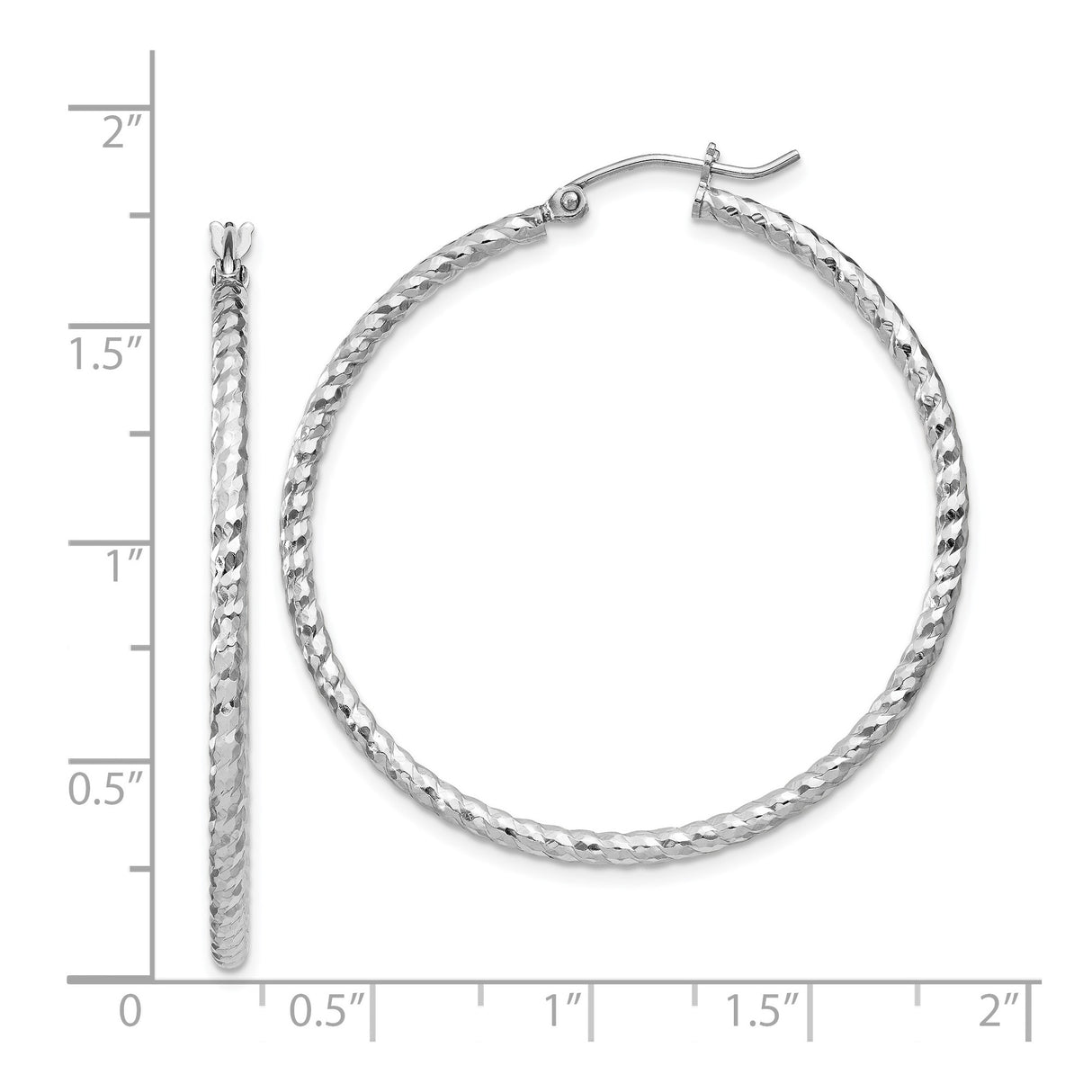 Sterling Silver Twisted Hoop Earrings with Diamond Cut Faceted Texture for Women