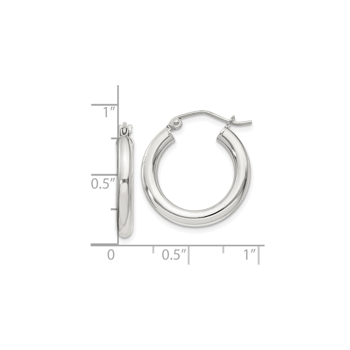 Sterling Silver Hoop Earrings, Classic Round Design with Smooth Finish, Latch-Back Closure