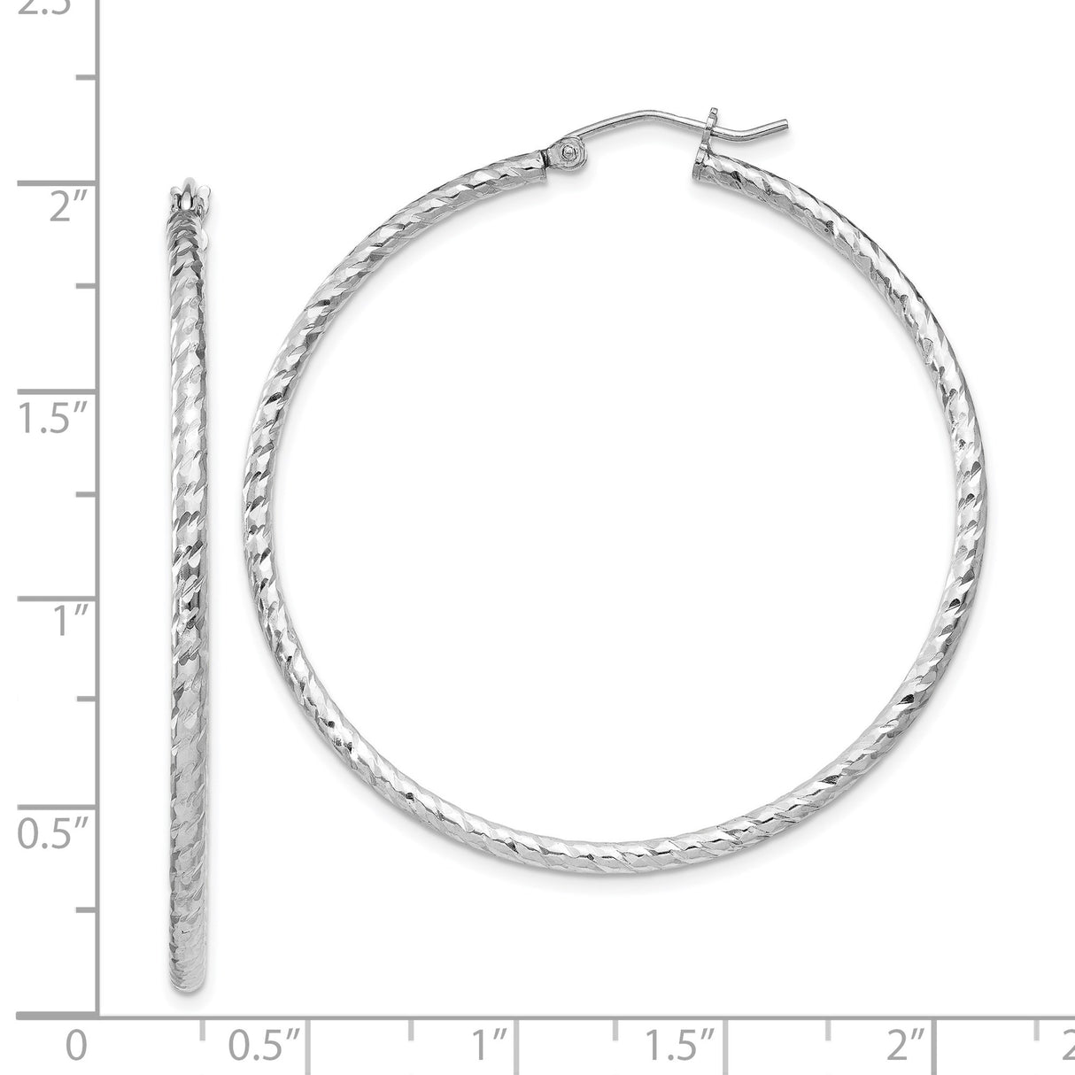 Sterling Silver Hoop Earrings, Twisted Diamond Cut Textured Design, Lightweight Round Style