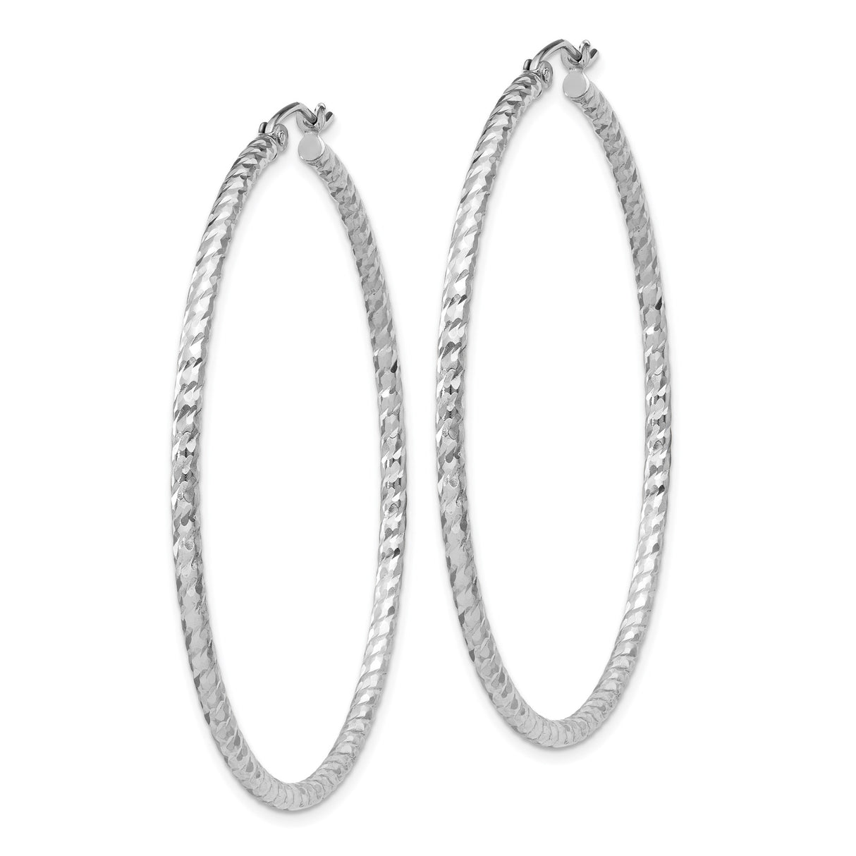 Sterling Silver Hoop Earrings, Textured Diamond Cut Finish, Lightweight Minimalist Style