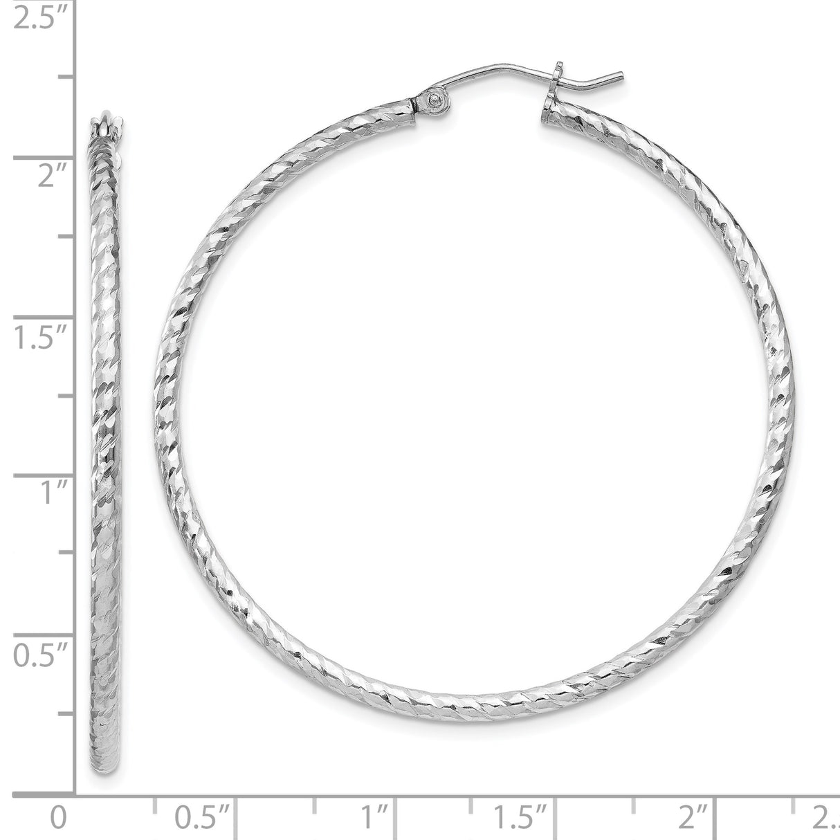 Sterling Silver Hoop Earrings, Textured Diamond Cut Finish, Lightweight Minimalist Style
