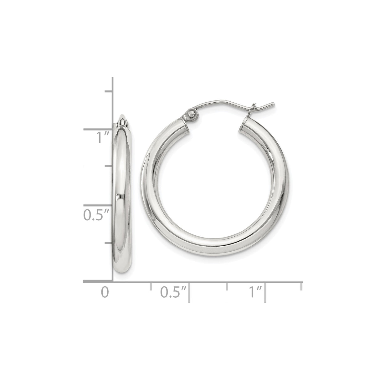 Sterling Silver Hoop Earrings with Hinged Closure, Classic Polished Design for Women