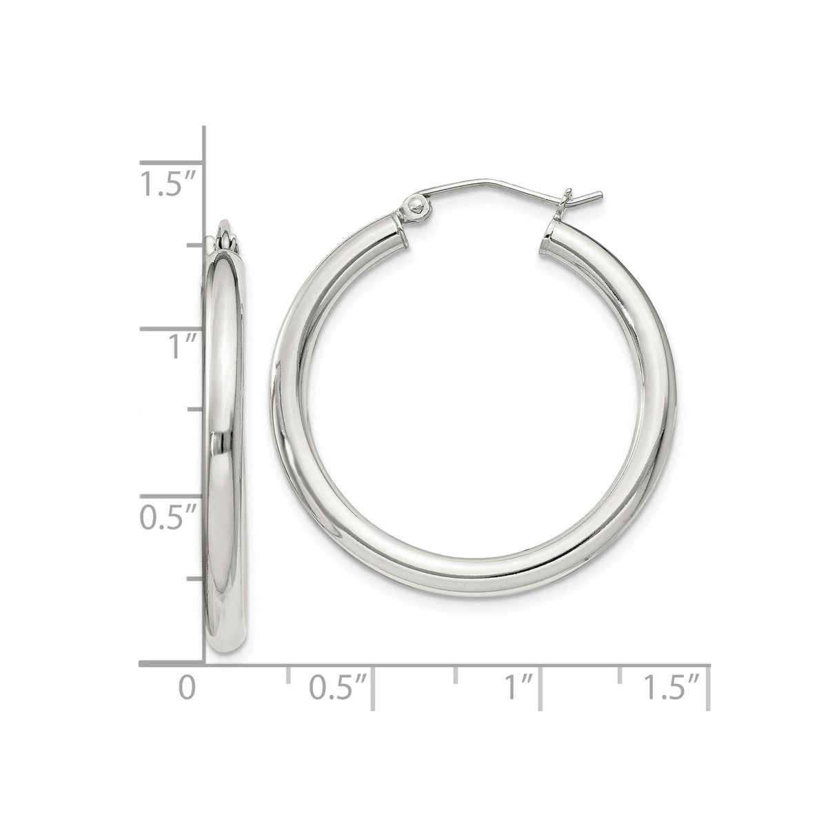 Sterling Silver Hoop Earrings with Polished Finish, Minimalist Everyday Style