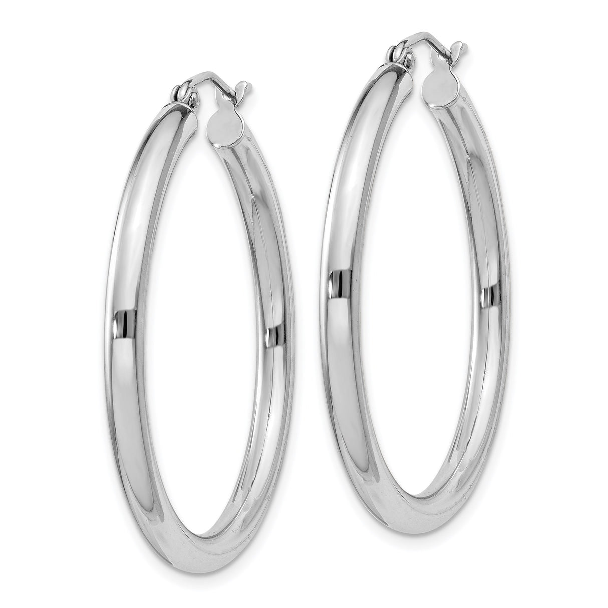 Sterling Silver Hoop Earrings, Polished Lightweight Round Hoops with Snap Closure, Minimalist Style