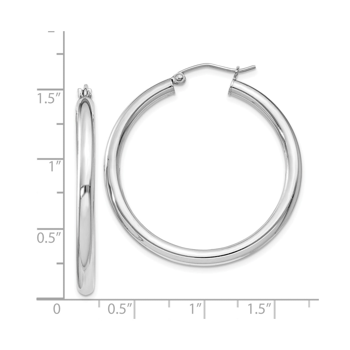 Sterling Silver Hoop Earrings, Polished Lightweight Round Hoops with Snap Closure, Minimalist Style