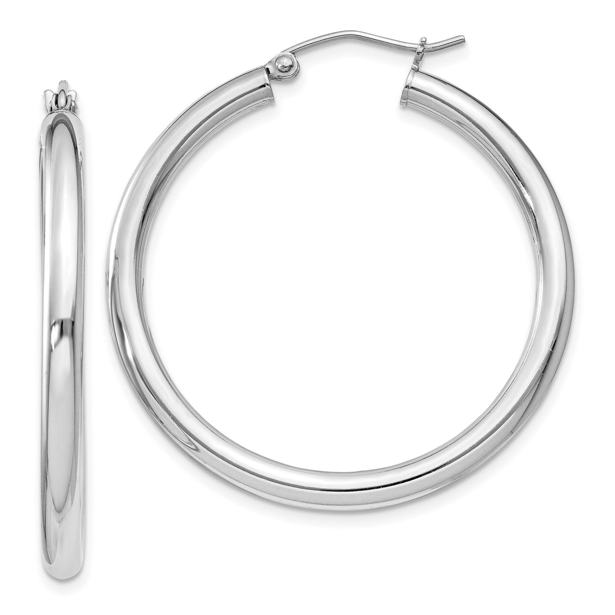 Sterling Silver Hoop Earrings, Polished Lightweight Round Hoops with Snap Closure, Minimalist Style