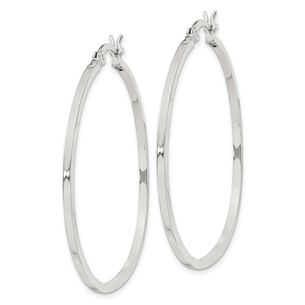 Sterling Silver Large Round Hoop Earrings, Polished Finish, Minimalist Modern Style