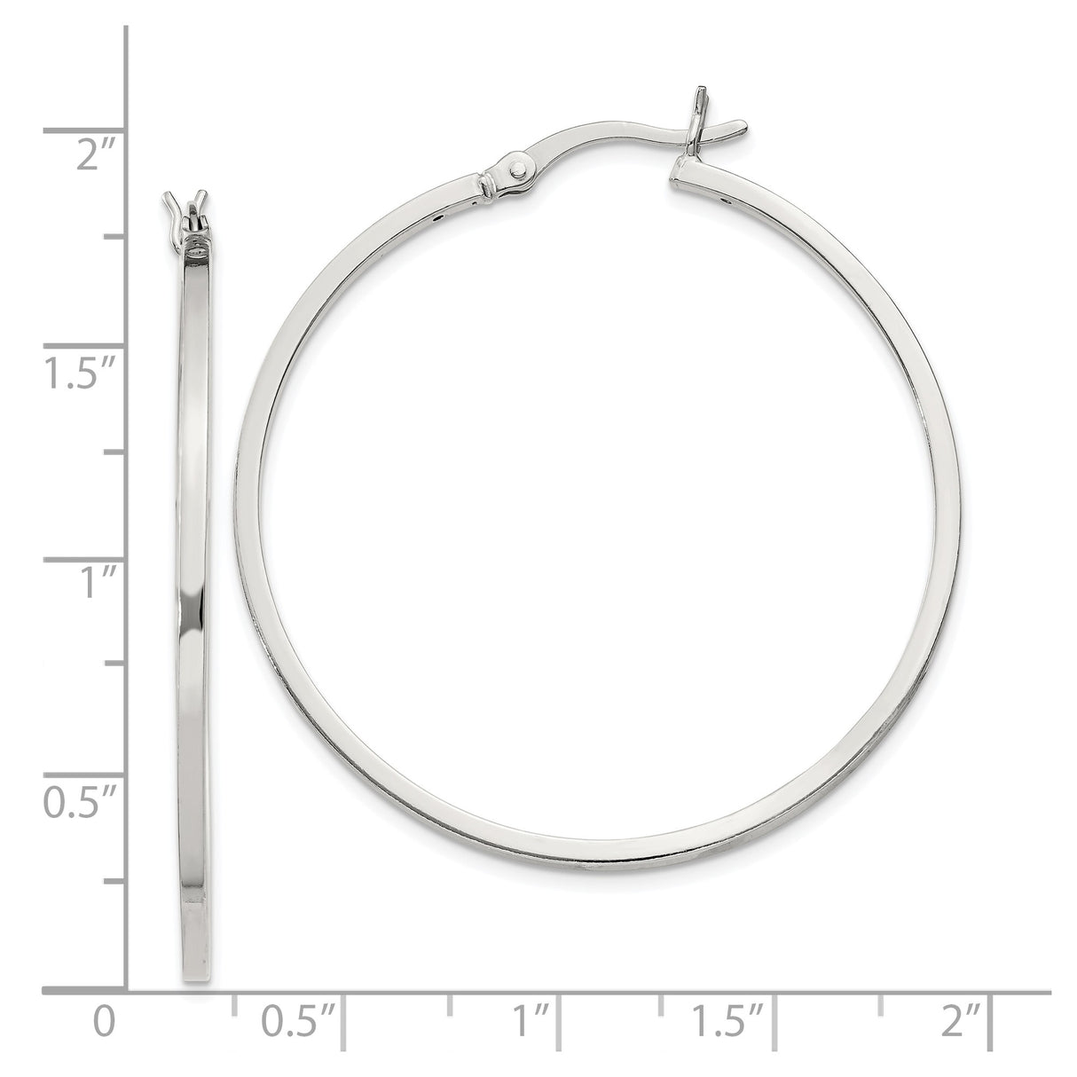 Sterling Silver Large Round Hoop Earrings, Polished Finish, Minimalist Modern Style