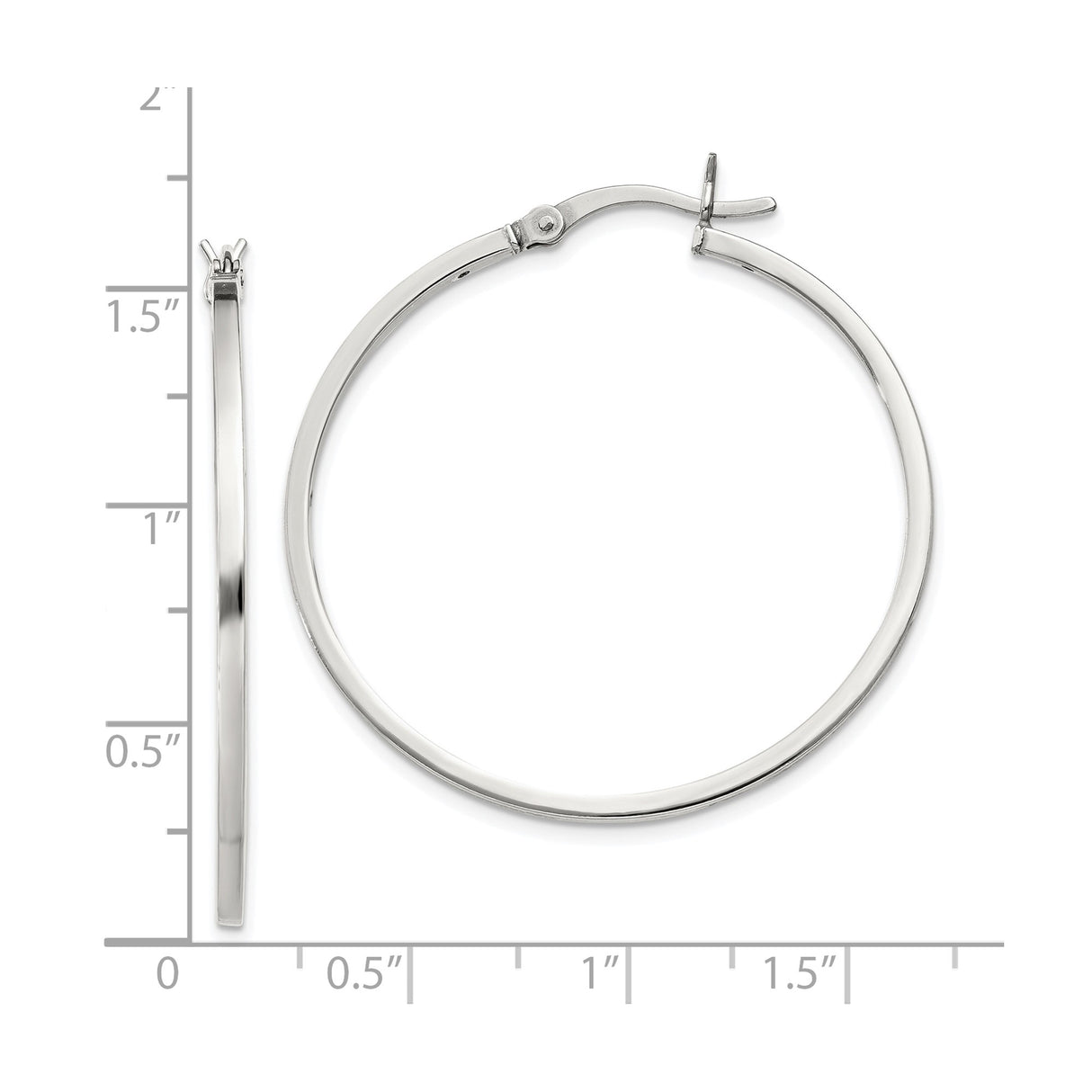 Sterling Silver Hoop Earrings, Polished Finish, Medium Round Minimalist Design for Women
