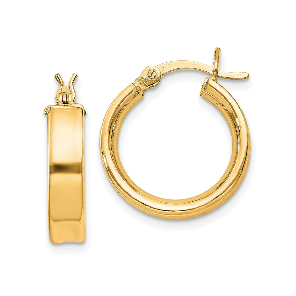 Sterling Silver Gold Plated Hoop Earrings, Classic Round Polished Design with Hinged Latch Back