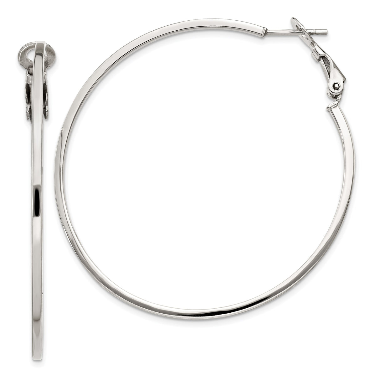 Sterling Silver Hoop Earrings with Latch Back Closure, Lightweight Minimalist Design for Women