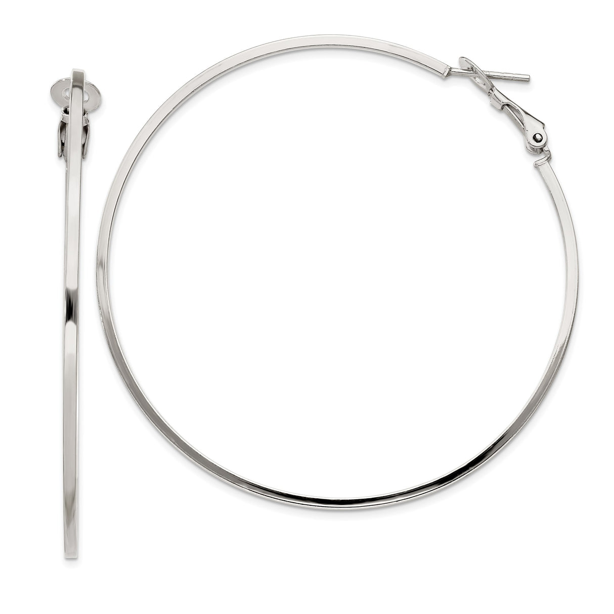 Sterling Silver Hoop Earrings, Polished Finish, Classic Latch Back, Lightweight Minimalist Design