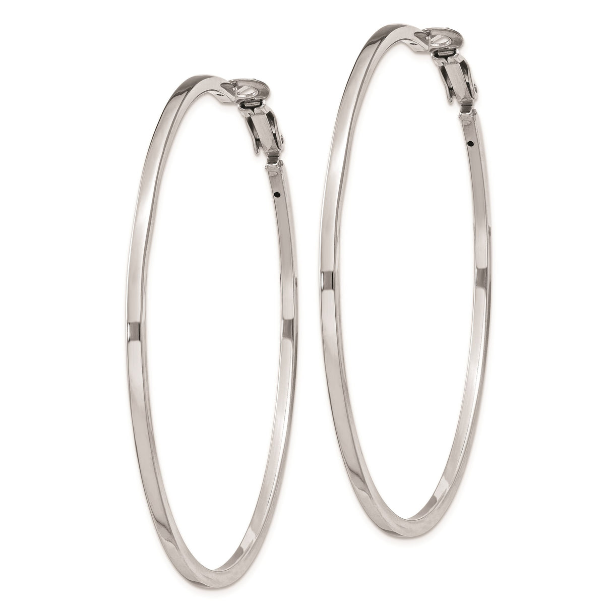 Sterling Silver Large Hoop Earrings, Lightweight Polished Round Minimalist Design for Women