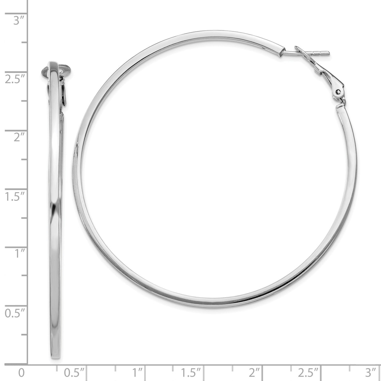 Sterling Silver Large Hoop Earrings, Lightweight Polished Round Minimalist Design for Women
