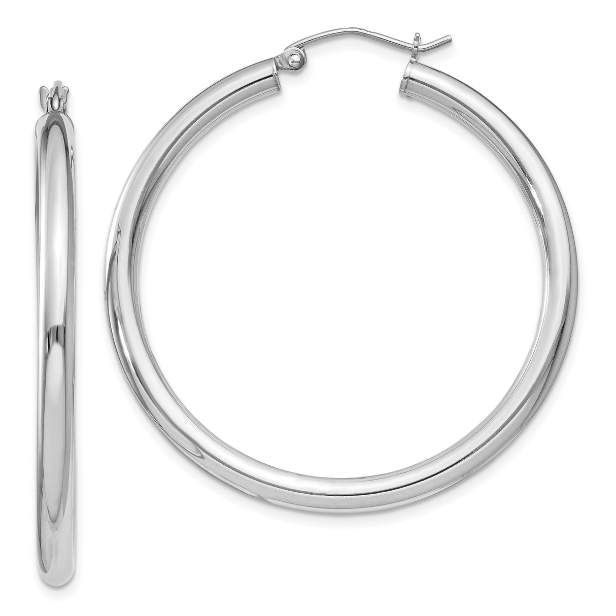 Sterling Silver Hoop Earrings, Lightweight Round Tube with Polished Finish, Minimalist Style for Women