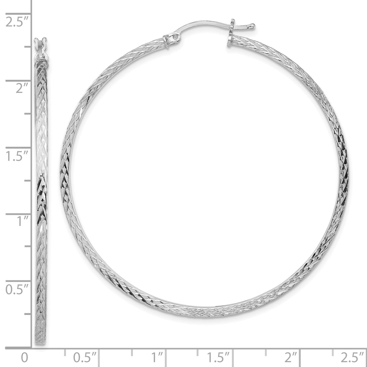 Sterling Silver Hoop Earrings, Diamond Cut Textured Lightweight Tube Design for Women