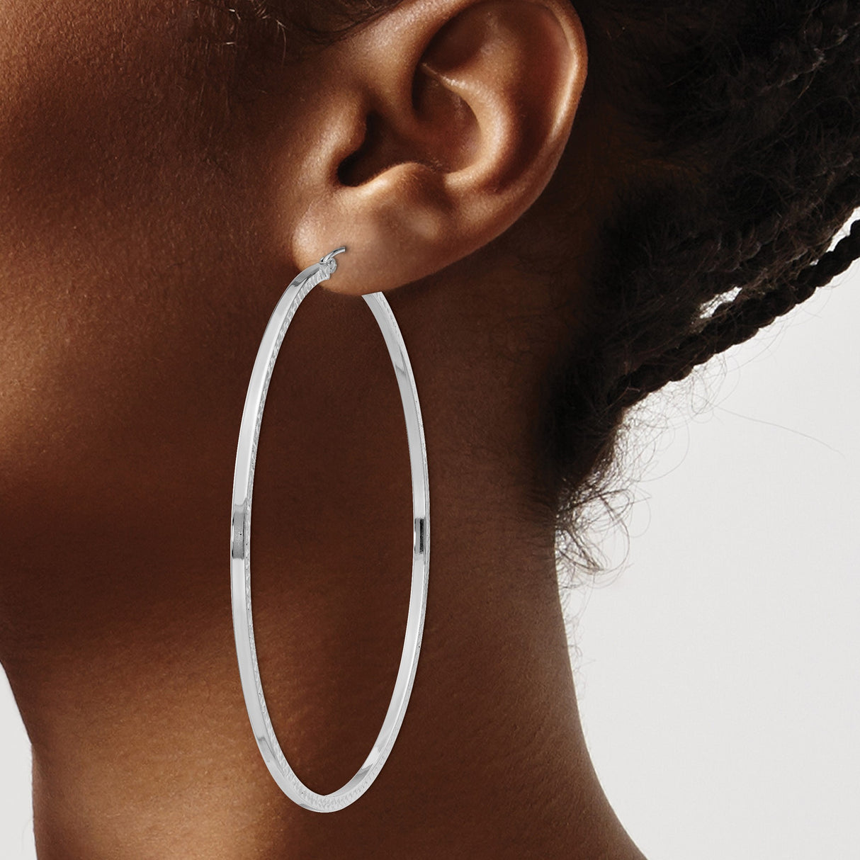 Sterling Silver Hoop Earrings, Textured Tube with Diamond-Cut Detail, Lightweight Large Circles